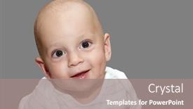  Presentation with infant - Slide deck featuring happy laughing infant child of six month age background and a gray colored foreground