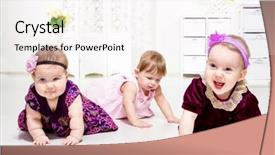  Presentation with toddlers - Beautiful slide deck featuring heands - happy laughing toddlers backdrop and a white colored foreground