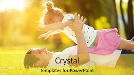  Presentation with daughter - Beautiful PPT layouts featuring happy life - father and daughter backdrop and a yellow colored foreground