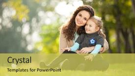  Presentation with mother and sons - Presentation theme with happy life - mother and daughter background and a yellow colored foreground