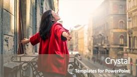  Presentation with happy life - Beautiful PPT layouts featuring happy life - red coat backdrop and a coral colored foreground