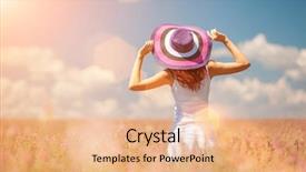  Presentation with happy life - Beautiful PPT theme featuring happy life - woman in the field backdrop and a lemonade colored foreground