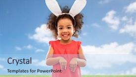  Presentation with blue sky - PPT theme featuring happy little african american girl background and a light blue colored foreground