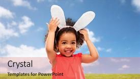  Presentation with sky blue - Presentation design featuring happy little african american girl background and a coral colored foreground