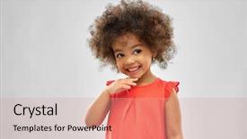  Presentation with african american girl power business - Beautiful slide deck featuring happy little african american girl backdrop and a coral colored foreground