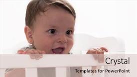  Presentation with happy baby - Colorful presentation design enhanced with happy little baby on his crib backdrop and a soft green colored foreground