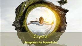  Presentation with flying - PPT theme consisting of happy-little-boy-flying-wearing background and a tawny brown colored foreground