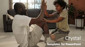  Presentation with weekend - Slides with happy-little-boy-giving-high background and a violet colored foreground