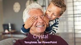  Presentation with blue eyes technology eye scan - Presentation enhanced with happy-little-boy-hiding background and a wine colored foreground