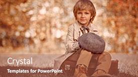  Presentation with old style - Presentation theme consisting of happy-little-boy-sits background and a red colored foreground