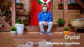  Presentation with happy holiday - Slide deck having happy little boy with bunny background and a tawny brown colored foreground