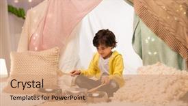  Presentation with music kids - PPT theme with happy little boy with cooking background and a coral colored foreground