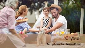  Presentation with joy - Slides featuring happy-little-caucasian-girl-sitting background and a coral colored foreground