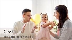  Presentation with father birthday - Audience pleasing PPT layouts consisting of happy little daughter clapping backdrop and a coral colored foreground