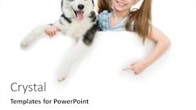  Presentation with husky - Presentation theme with happy little girl and dog background and a white colored foreground