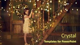  Presentation with sparkle - Colorful slide set enhanced with happy-little-girl-celebrates-christmas backdrop and a tawny brown colored foreground