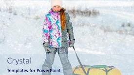  Presentation with winter taiga - Slides having happy-little-girl-goes background and a sky blue colored foreground