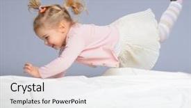  Presentation with black couple having fun - Slide set consisting of happy little girl having fun on bed isolated on grey background and a white colored foreground