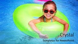  Presentation with subtle blue green - Presentation having happy little girl having fun background and a light blue colored foreground