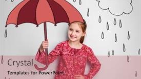  Presentation with rain - Slide set with happy-little-girl-hiding background and a red colored foreground