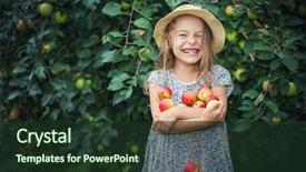  Presentation with garden - Presentation theme having happy little girl holding apples background and a tawny brown colored foreground