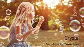  Presentation with scenery - Slide set consisting of happy little girl in autumn background and a coral colored foreground