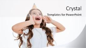  Presentation with happy birthday multicorored balloons - Slide deck consisting of happy little girl in birthday background and a white colored foreground