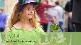  Presentation with fancy dress - Theme enhanced with happy-little-girl-in-fancy background and a mint green colored foreground