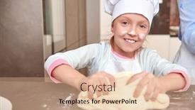  Presentation with healthy food - Cool new presentation design with happy-little-girl-make-dough backdrop and a coral colored foreground