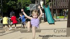  Presentation with playground - Beautiful slides featuring happy-little-girl-on-playground backdrop and a mint green colored foreground