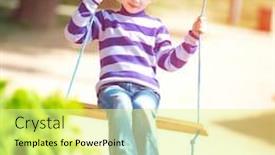  Presentation with swing - Cool new presentation theme with happy little girl on swing outside backdrop and a blonde colored foreground