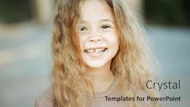  Presentation with children playing - Presentation theme having happy-little-girl-playing and a coral colored foreground