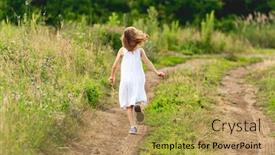  Presentation with running - Presentation consisting of happy-little-girl-running-along background and a coral colored foreground