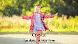  Presentation with car parking - Audience pleasing PPT theme consisting of happy-little-girl-running backdrop and a yellow colored foreground