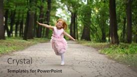  Presentation with summer - PPT layouts having happy-little-girl-runs background and a light gray colored foreground