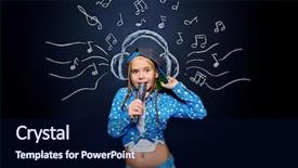  Presentation with happy kids - Cool new theme with happy little girl singing backdrop and a navy blue colored foreground