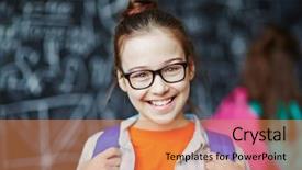 Presentation with eye glasses looking at world - Audience pleasing slides consisting of happy little girl wearing glasses backdrop and a coral colored foreground