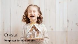  Presentation with gingerbread house - Cool new presentation with happy-little-girl-with-christmas backdrop and a mint green colored foreground