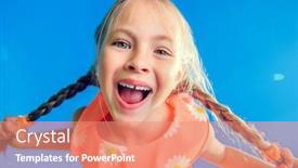  Presentation with happy holidays - Theme having happy-little-girl-with-pigtails background and a coral colored foreground