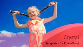  Presentation with happy holidays - Amazing slide deck having happy-little-girl-with-pigtails backdrop and a red colored foreground