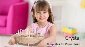  Presentation with happy birthday cake - Audience pleasing presentation consisting of happy little girl with tasty backdrop and a lemonade colored foreground