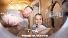  Presentation with napkins - Cool new PPT theme with happy-little-girl backdrop and a violet colored foreground