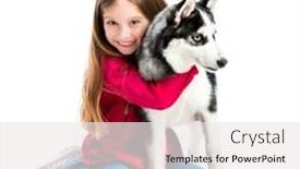  Presentation with husky - Cool new PPT layouts with happy little girl is with her dog husky isolated on white background backdrop and a white colored foreground