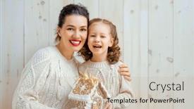  Presentation with gingerbread house - Slide deck featuring happy-little-girl background and a soft green colored foreground