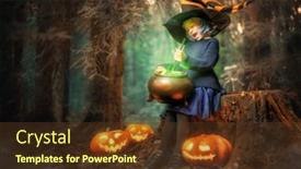  Presentation with halloween - Theme with happy-little-kid-at-halloween background and a tawny brown colored foreground