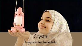  Presentation with ramadan kids - Presentation theme with happy little muslim girl background and a coral colored foreground