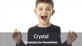  Presentation with little boy - Presentation design featuring happy looking surprised with open background and a dark gray colored foreground