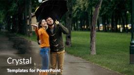  Presentation with rainy day - Amazing slide deck having happy-love-couple-enjoys-summer backdrop and a tawny brown colored foreground