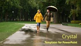  Presentation with rainy day - PPT theme enhanced with happy-love-couple-runs background and a violet colored foreground