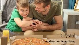  Presentation with family healthy eating - Amazing PPT layouts having happy lovely family eating pizza backdrop and a  colored foreground